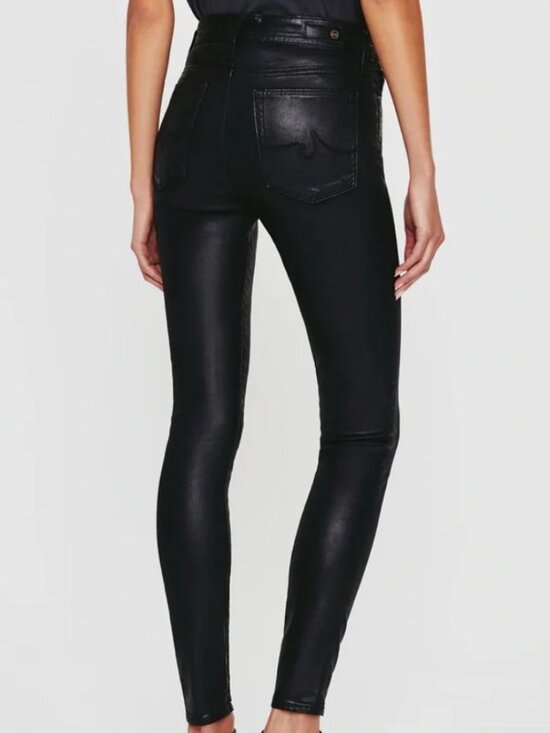 Ag Adriano Goldschmied Pants - AG FARRAH SKINNY LEATHERETTE BLACK JEANS 26R NWT